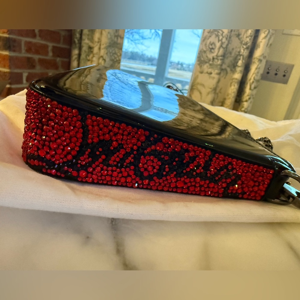 Christian Louboutin Loubila Black and Red Patent Strass Clutch - Picture 4 of 6